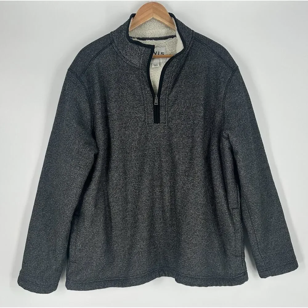 ORVIS Mens Sherpa Lined Quarter Zip Fleece Pullover Sweatshirt XXL Black Gorp